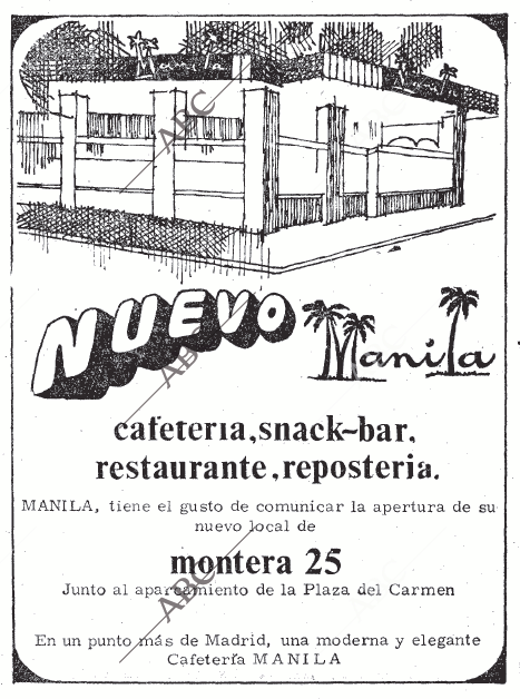 RetailerMadrid's tweet photo. #retailVintage

Anuncio de la apertura de la famosa cadena de cafeterías MANILA en la calle Montera

19.12.1970

@gatopormadrid @antiguoscafes @Pennypol https://t.co/GLOnYdIgow