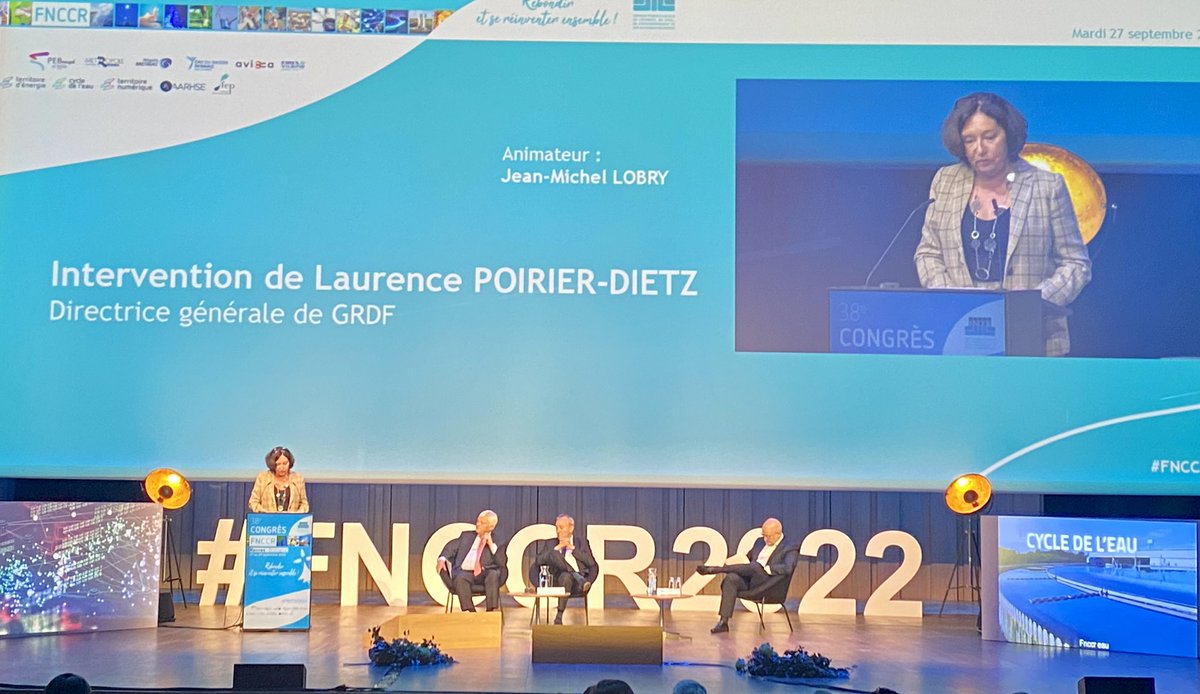 La #France dispose d’un atout majeur, le #gazrenouvelable.
Intervention de la Directrice Générale de <a href="/GRDF/">GRDF</a> lors du congrès #FNCCR2022 
#TransitionEnergétique #Biomethane #GazVert #CollTerr #Energie