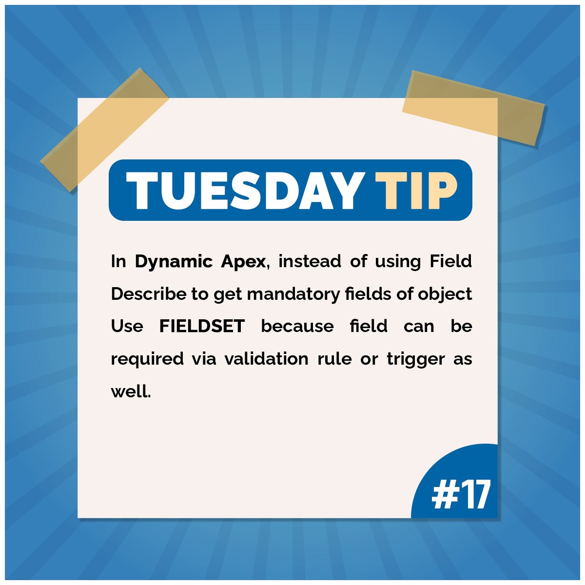 s2_labs's tweet photo. Dynamic Apex enables developers to create more flexible applications
Follow For More Information!

#shreysharma #s2labs #tuesday #tuedaytips #tips #hacks #tuesdayvibes #tuesdaytrivia #salesforcetips #salessforceknowledge #weekdays #salesforceadmin #salesforcedeveloper https://t.co/0ebAMQXrSt