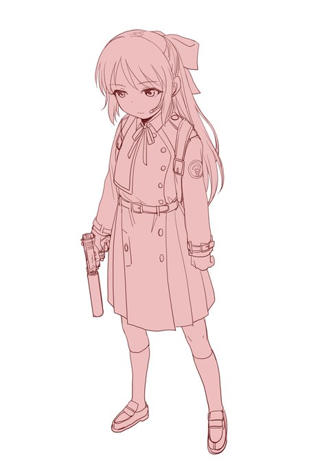 似合うかなと思って描いてみた…ありす、リコリスの役いける
てっぽうは小さいグロック26で 