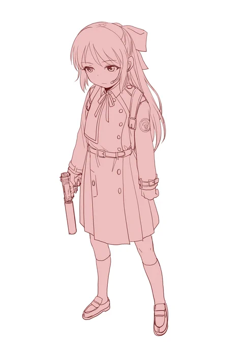 似合うかなと思って描いてみた…ありす、リコリスの役いける
てっぽうは小さいグロック26で 