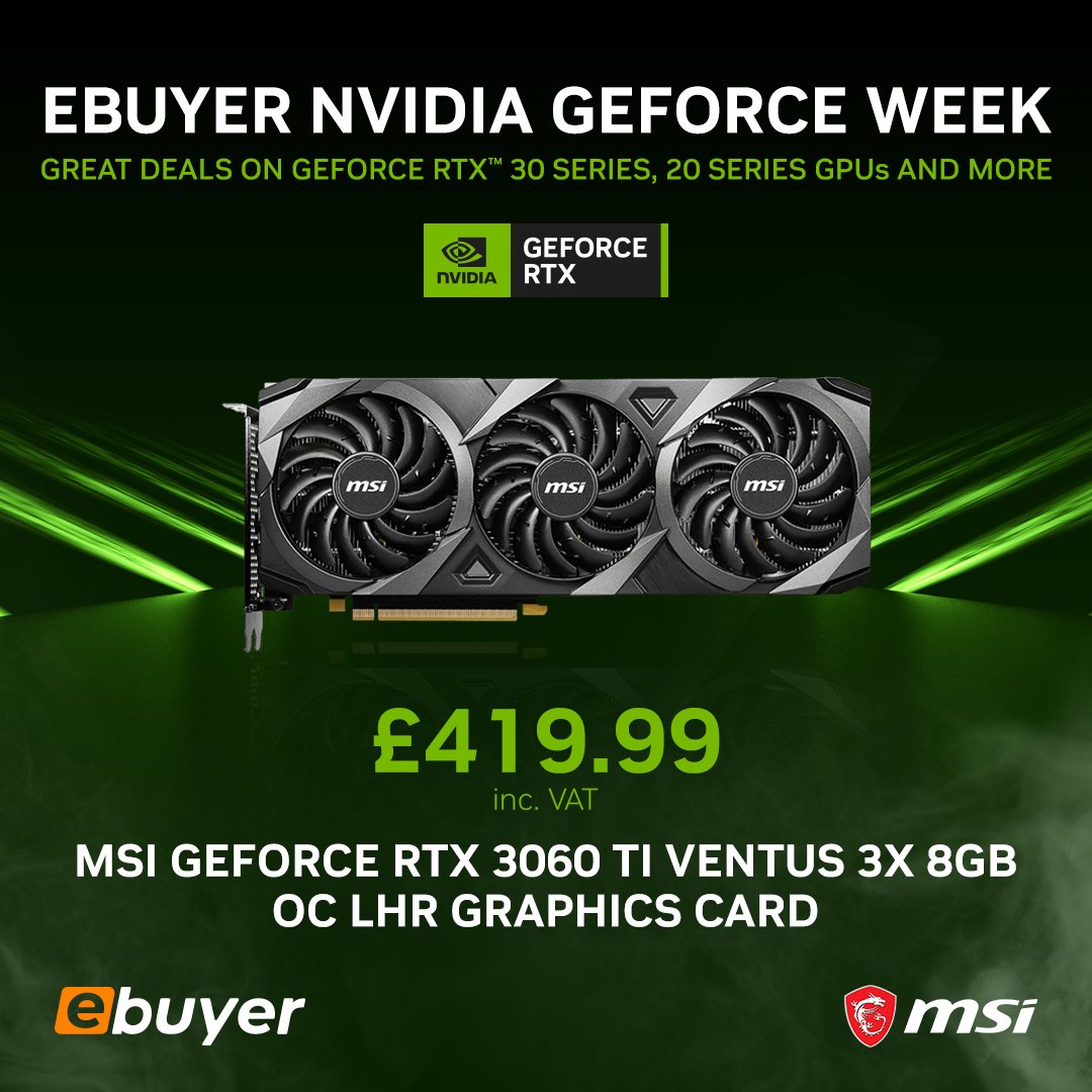 Ebuyer's tweet photo. π’ It's the second day of NVIDIA GeForce Week! π’
Take on the latest games with enhanced ray tracing.
Includes exclusive @MSI__UK Centre software to optimise performance. Save Β£120 with 0% finance available.
π https://t.co/O0OSlVO8ka
@NVIDIAGeForceUK #GeForceWeek https://t.co/kDBwb1jCL6