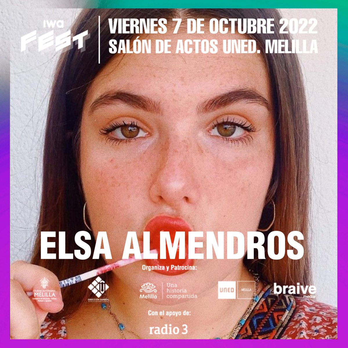 elsaalmor's tweet photo. Estaré el próximo 7 de octubre a las 12 am en el salón de actos de la UNED en Melilla teniendo un coloquio muy interesante sobre cultura y jóvenes emprendedores para Iwa Fest, estáis todas invitadas ❤️ Compartiré mesa con Lile y Mohamed Hammú, no os lo podéis perder! ✨ https://t.co/uvFGp8ny9E