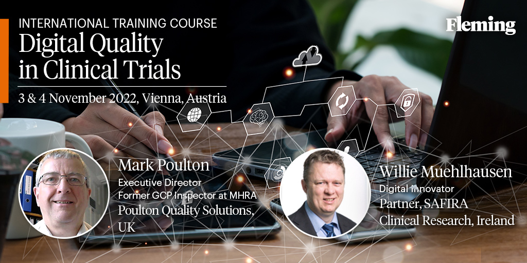 Join our #Digital #Quality In #Clinical #Trials training and get the chance to meet our course leaders Mark Poulton and Willie Muehlhausen.

Learn more about our trainers and book your seat today here: bit.ly/3xUVKIZ

#Fleming