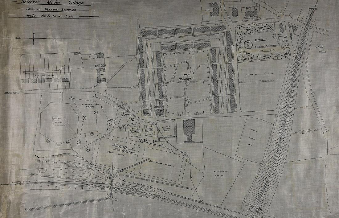 DerbyshireDRO's tweet photo. New Bolsover was originally designed as a pit village for the workers of Bolsover Colliery. These plans show just how much thought was put in to their social and welfare needs. #HBAHDesign #ExploreYourArchive https://t.co/NweBrSoBAh