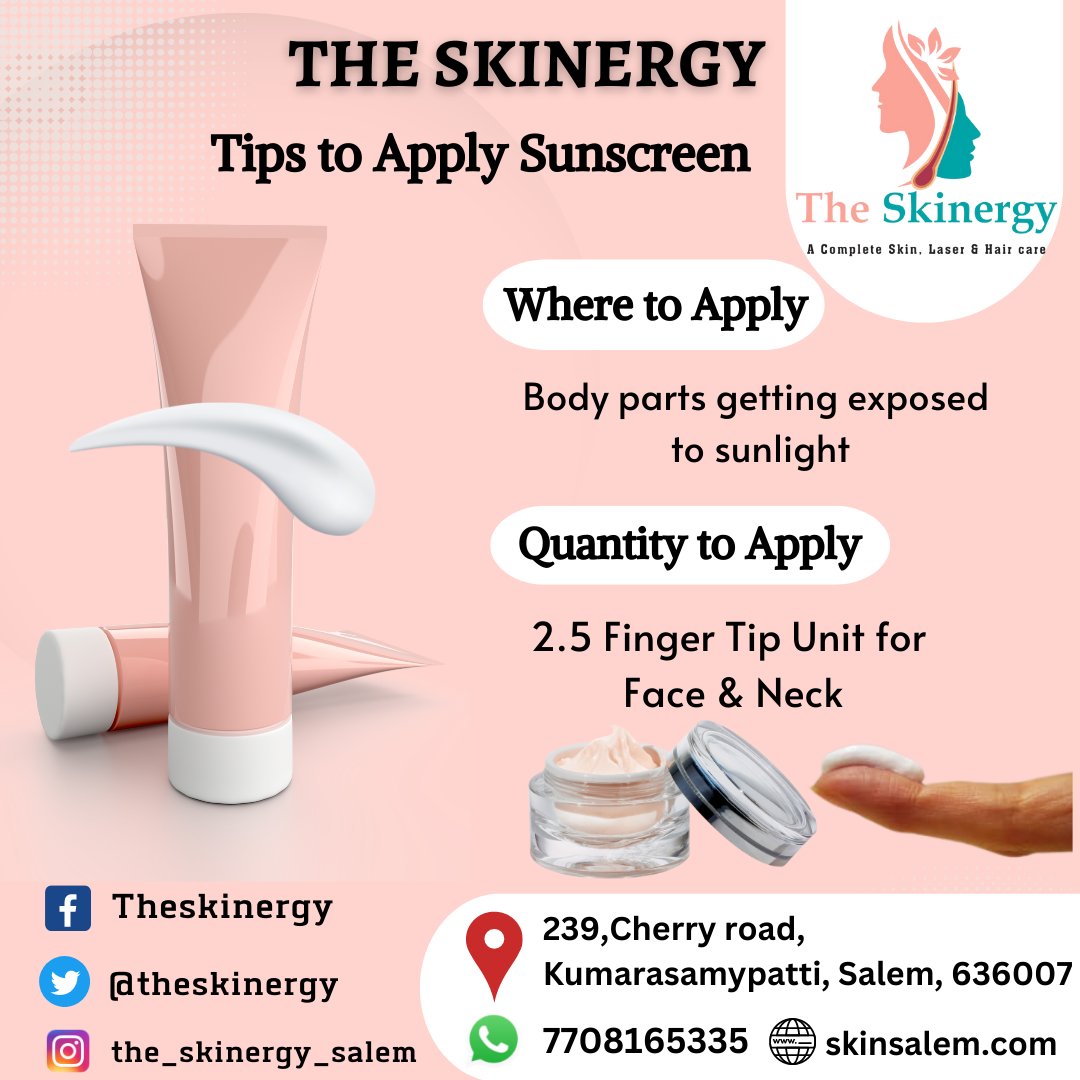 theskinergy's tweet image. Tips to Apply Sunscreen 

#skinergy #dermatologist#cosmetology #sunscreen #faceproblems #salem #TREATMENT #spf #skincare #naturalbeauty#facial #organic #seram #hair #solutions#naturalskincare #HealthCare#beautytips #beauty#beautycare #sunshine #facial