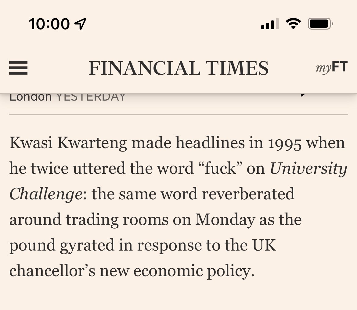 Vic_Halliday's tweet photo. An excellent opening line from @GeorgeWParker and @xtophercook in todays FT. If we didn’t laugh, we would cry (although realistically we are doing both) https://t.co/dvrS2wNi9e