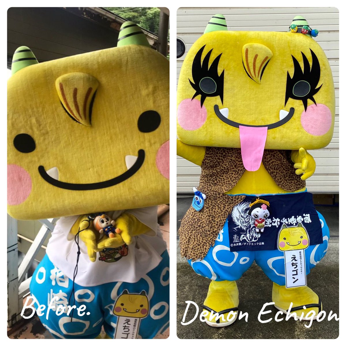 yoichigarden's tweet photo. In Japan, there are many characters that promote each city. This is "Echigon," a character promoting my hometown, Kashiwazaki City (Niigata Prefecture).

He is transformed into DEMON ‼️

@genesimmons  #kssarmy  #えちゴン　#柏崎　#kashiwazaki   ＃KISS ＃キッス来日2022 https://t.co/aoupKU59a9