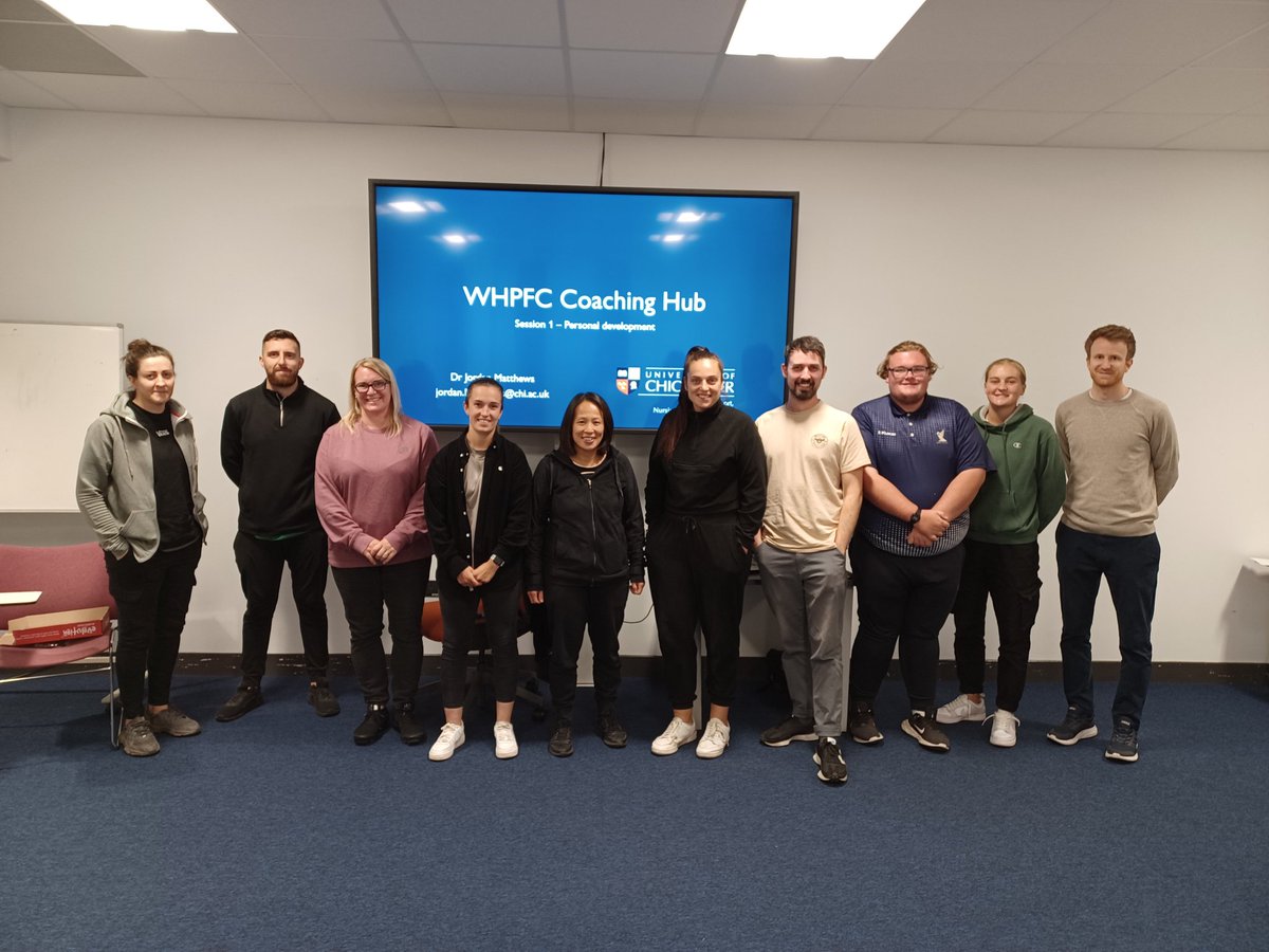 ChiUniWHPFC's tweet photo. Great to welcome a new group of coaches from womens football onto our Coaching Hub programme for 22/23 @chiuni 😊
Big thanks to @DrJordMatthews for delivering a brilliant session to support Personal Development 👏
Looking forward to the next get together 🤗 https://t.co/agZzmiUWBo