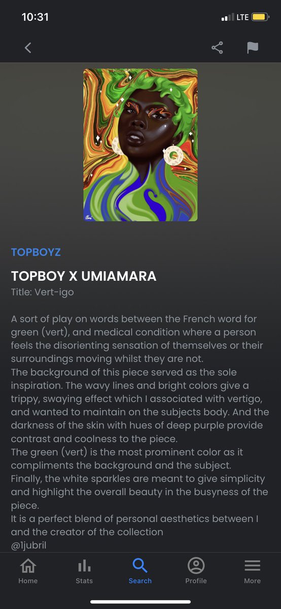 umiamara's tweet photo. ‘Vert-igo’ ❇️

my contribution to the #topboyz collection created by @1jubril 

5 editions available at 0.1 $ETH on @opensea 

Link below https://t.co/mBGMcz6dF7