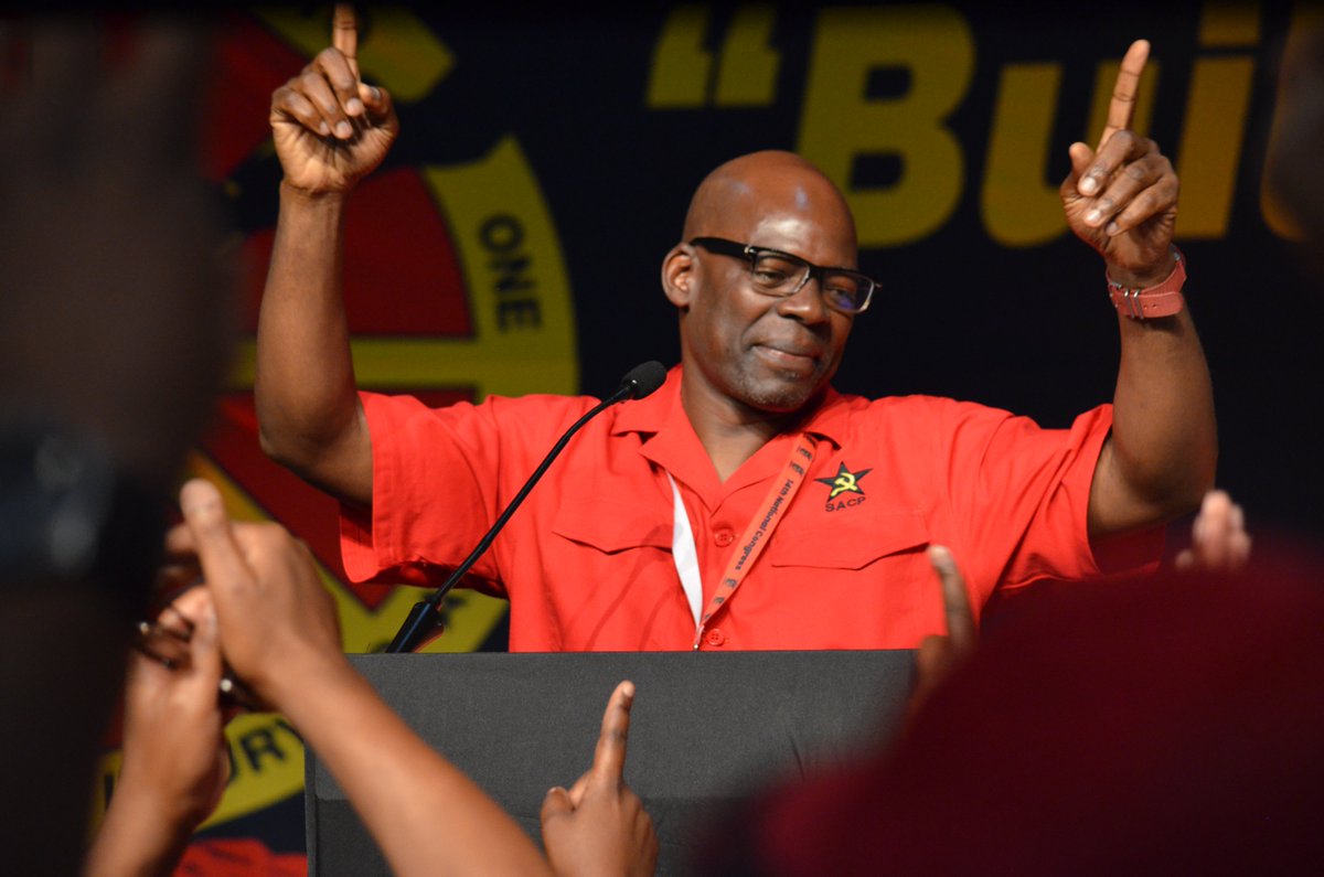 SACP1921's tweet photo. SACP General Secretary, Comrade Solly Mapaila, greeting workers at the COSATU 14th National Congress today. https://t.co/yuwZnYAEcl
