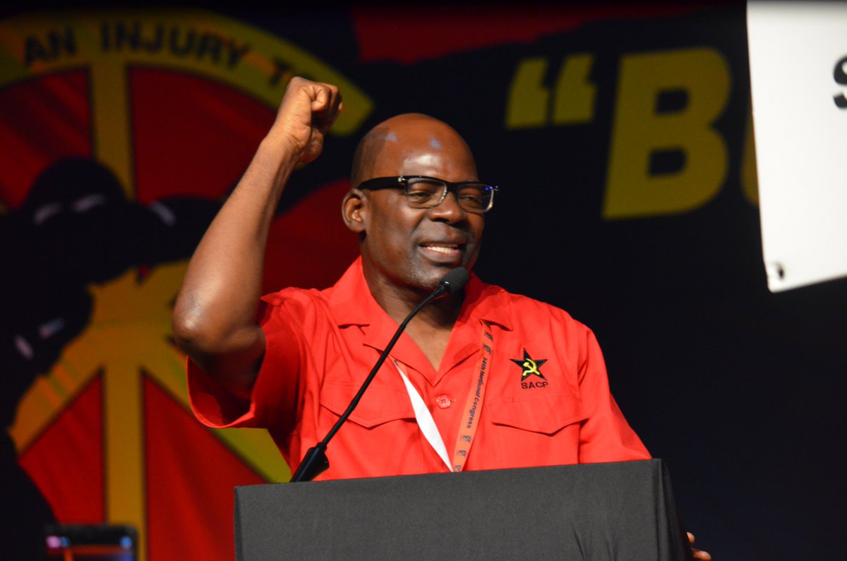 SACP1921's tweet photo. SACP General Secretary, Comrade Solly Mapaila, greeting workers at the COSATU 14th National Congress today. https://t.co/yuwZnYAEcl