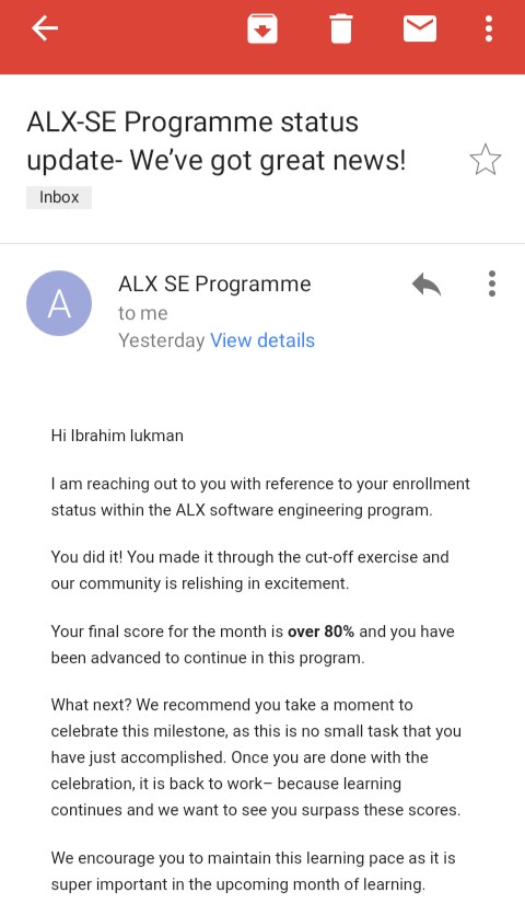 Just passed my probation month on Alx software engineering program 😎😎😎😎💪💯.

Slowly becoming a software engineer....#ALX #ALXaccepted #SoftwareEngineer