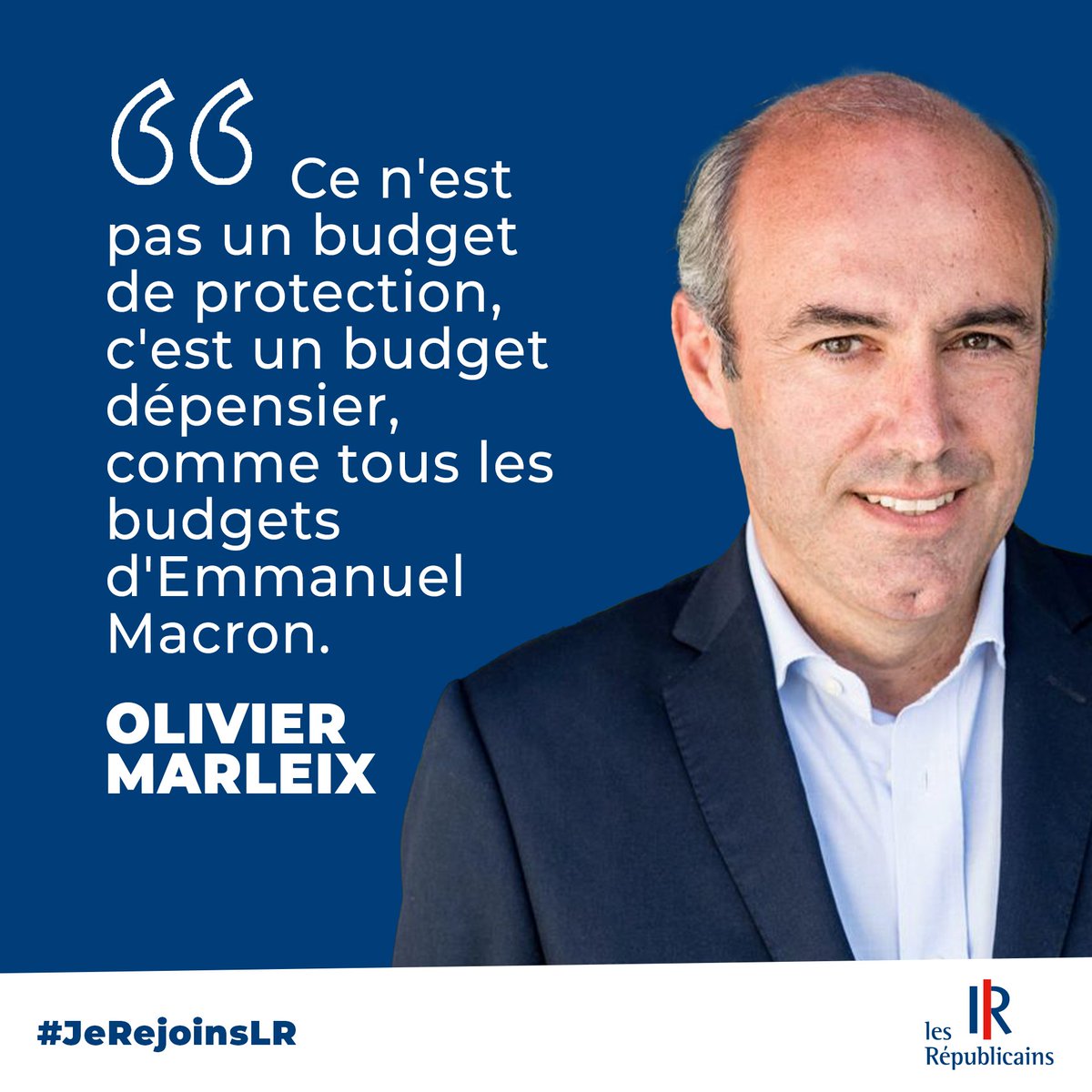 lesRepublicains's tweet photo. .@oliviermarleix : « Ce n'est pas un budget de protection, c'est un budget dépensier, comme tous les budgets d'Emmanuel Macron. » #JeRejoinsLR https://t.co/ZFWn1WPmA9