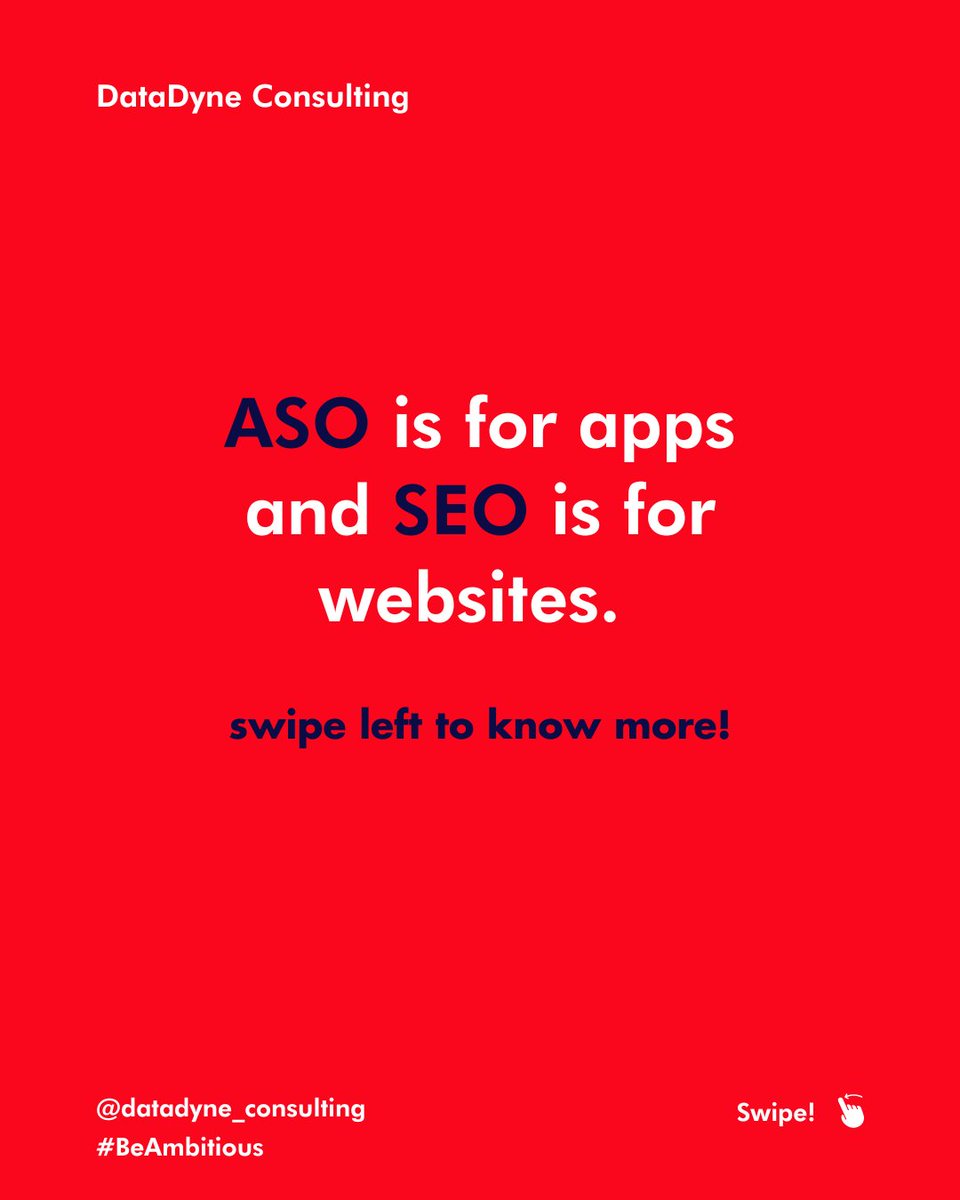 DataDyne_Con's tweet photo. ๐คWhat is ASO vs SEO?
#DataDyne #BeAmbitious #SEO #ASO #appstore #appmarketing #digitalmarketing #appmarket #marketing #socialmediamarketing #socialmedia #webdesign #branding #business #onlinemarketing #contentmarketing #website #marketingdigital https://t.co/6V0evt8nu0
