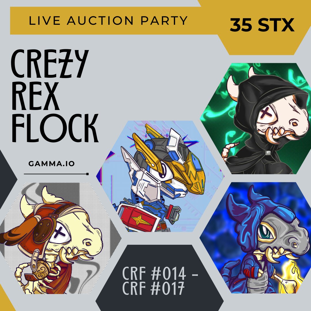 CrazyRexFlock's tweet photo. 🏮LIVE AUCTION PARTY 🏮
On @trygamma
- Reverse price 35 $STX
- Duration 12 hours

🎗️ CRF #012 : https://t.co/JVOCO21qYI
🎗️ CRF #013 : https://t.co/rZzUxikPT3
🎗️ CRF #013 : https://t.co/5yYl2lgbe7
🎗️ CRF #013 : https://t.co/rRSJeHg172

Let's gooo 🔥
#STX #BTC #trygamma #stackchain https://t.co/4iYpqAnEGC
