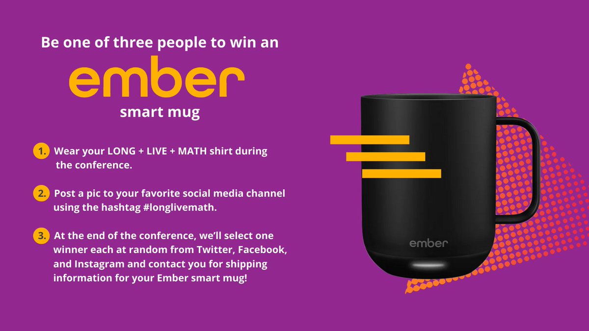 Got your LONG + LIVE + MATH t-shirt packed? Good! Enter for a chance to win an Ember smart mug at #NCTMLA2022. 🧠☕ Details below. ⤵️

#longlivemath
