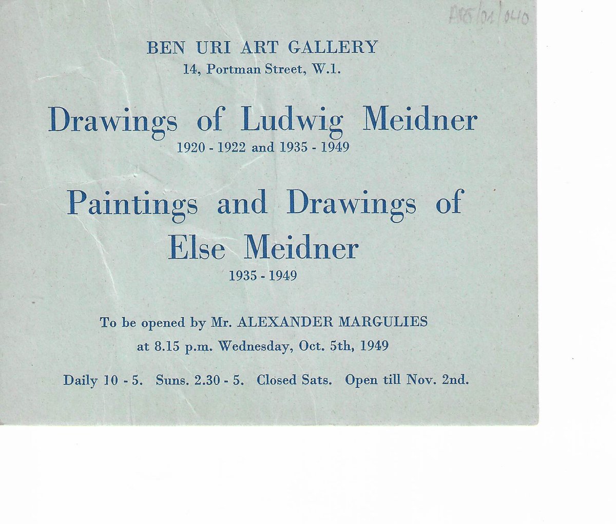 Find out more on the exhibition “Ludwig Meidner, Drawings 1920-1922 and 1935-49, and Else Meidner, Paintings and Drawings 1935-49” here: bit.ly/3Il9jVE #benuricollection #benurigallery #benuriexhibition