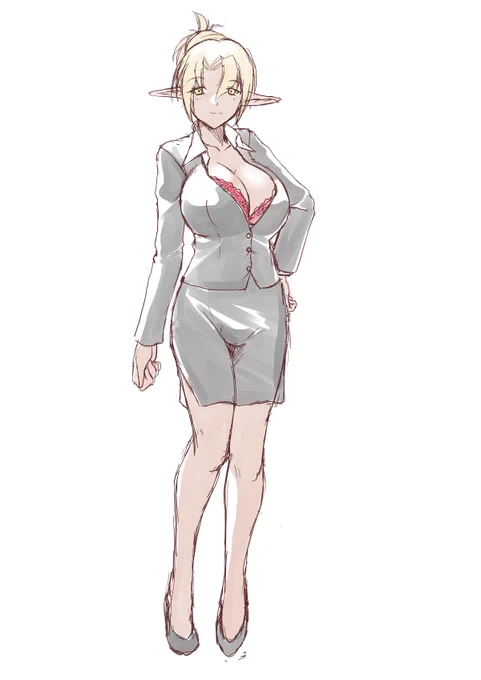 秘書さん的なダークエルフ描いてみた 