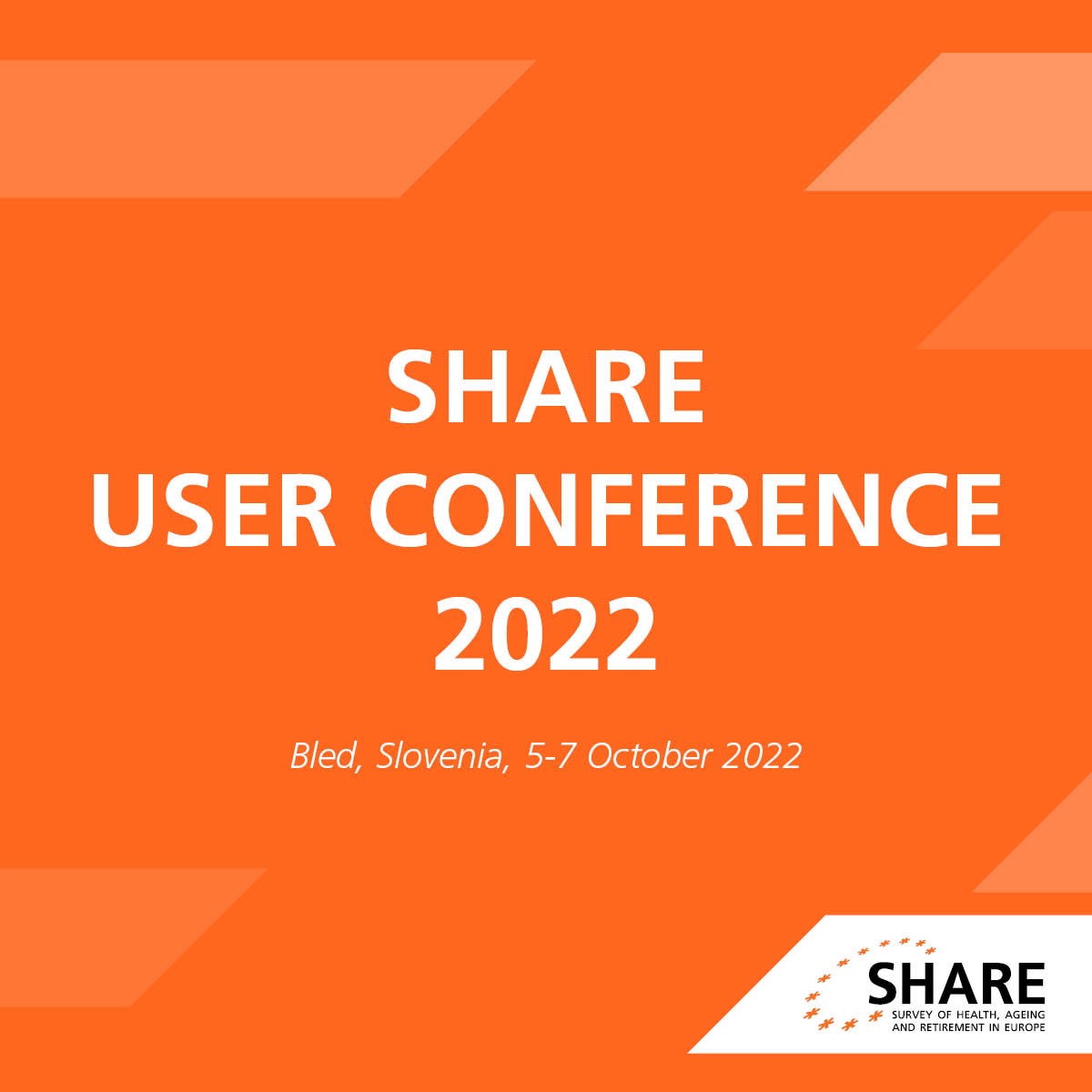 ✨The SHARE User Conference in #Bled, #Slovenia, is just around the corner! The conference theme is #AgeingSocieties Facing #Health, #Social and #Economic Crises. There are a few places left – register now! (Registration open until Wed, Sept 28th) shareuser2022.si