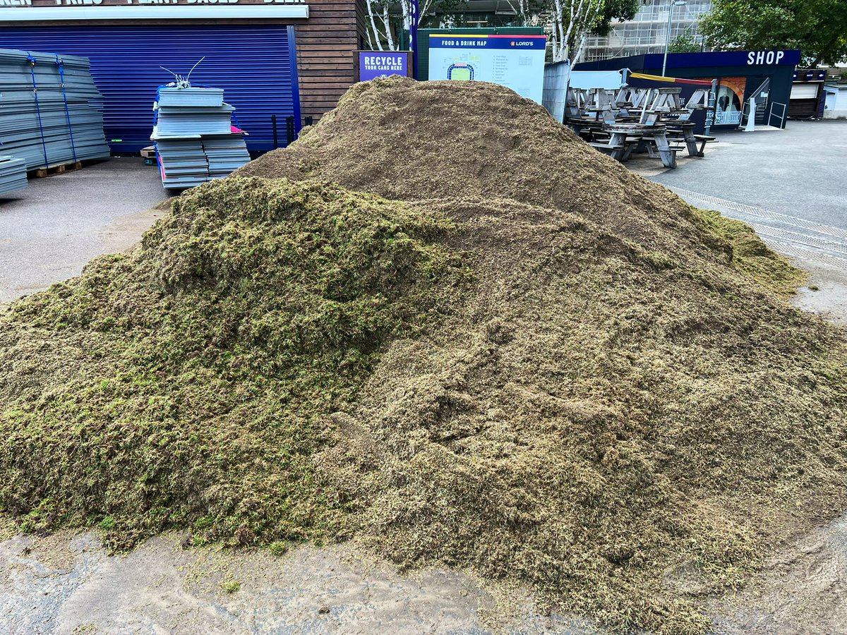 Square renovations continue by <a href="/Fineturf/">Fineturf</a> in-between the rain showers 🌧 Two passes with the <a href="/CampeyTurfCare/">Campey™ Turf Care Systems</a> Koro complete. Now 3 passes with the Graden scarifier to create a seed bed followed by the Trilo vacuum sweeper to clean up. #lords #cricket #countycricket