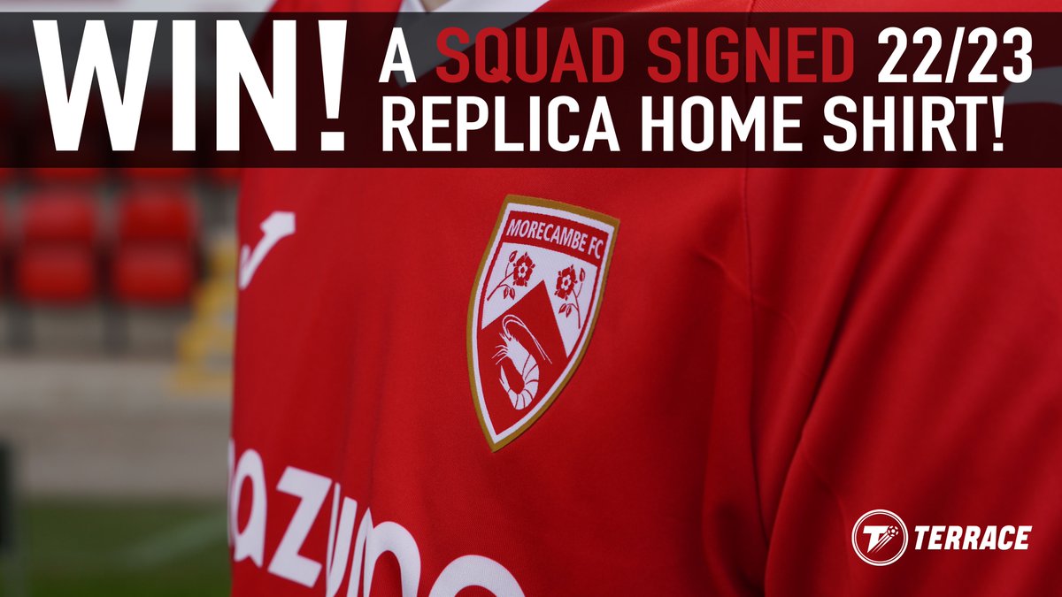 Morecambe FC Store (@shopmorecambefc) on Twitter photo We have a squad signed 22/23 replica shirt to gift to one lucky fan!
To enter, simply:
➡️Retweet
➡️Follow <a href="/ShopMorecambeFC/">Morecambe FC Store</a>
Winner drawn 1st October! Good luck...
#UTS 🦐 We have a squad signed 22/23 replica shirt to gift to one lucky fan!
To enter, simply:
➡️Retweet
➡️Follow <a href="/ShopMorecambeFC/">Morecambe FC Store</a>
Winner drawn 1st October! Good luck...
#UTS 🦐