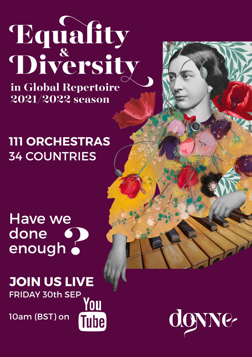 We have a new research about Diversity &amp; Equality 
in Global Repertoire coming soon! #DonneReport2022

Join us LIVE to find out the results: 
We'll live stream the event from our YouTube channel 
FRIDAY 30th Sep at 10am BST
📺 youtube.com/c/DonneWomenin…
<a href="/RoyalAlbertHall/">Royal Albert Hall</a> <a href="/JoinWMLON/">Women's Musical Leadership Online Network (WMLON)</a>