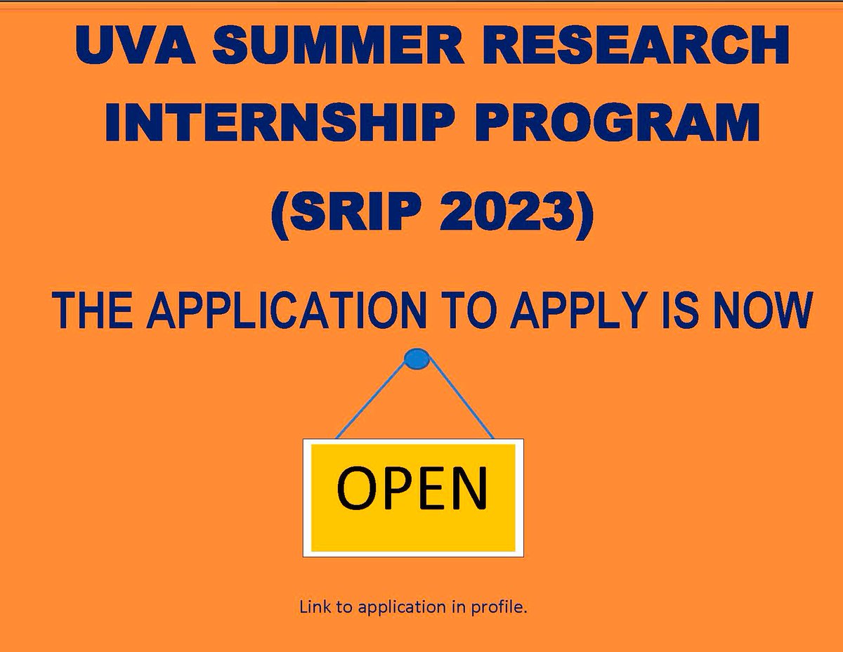 The application to apply for our Summer 2023 program is open! Have questions? Email us at srip@virginia.edu
#biomedicalscience   #summerresearch  #summerinternship