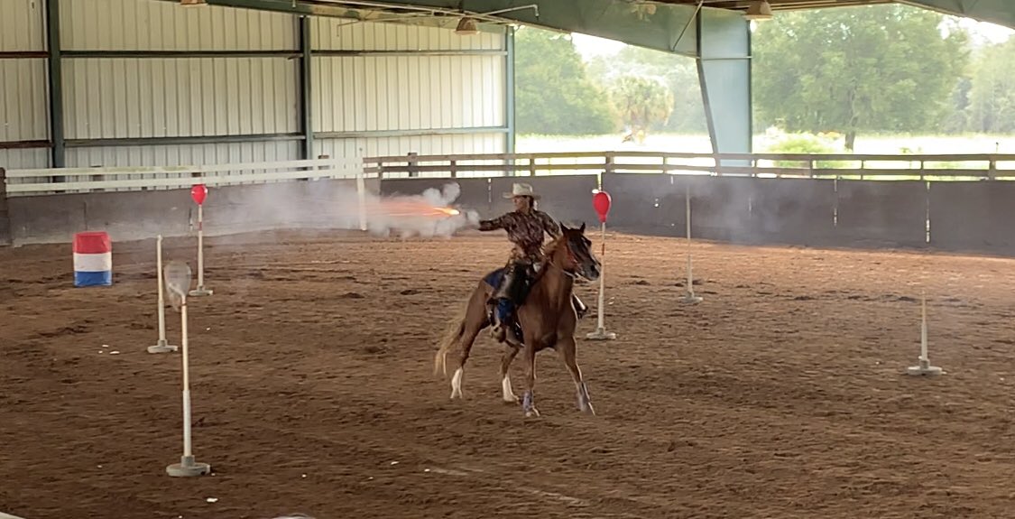 GatorGal0715's tweet photo. Red and I WON OUR CLASS and a check$ at the Cowboy Mounted Shooting this weekend in our 4th competition ever!  
We are really becoming good teammates🐴🤠 https://t.co/oblXLMadVu