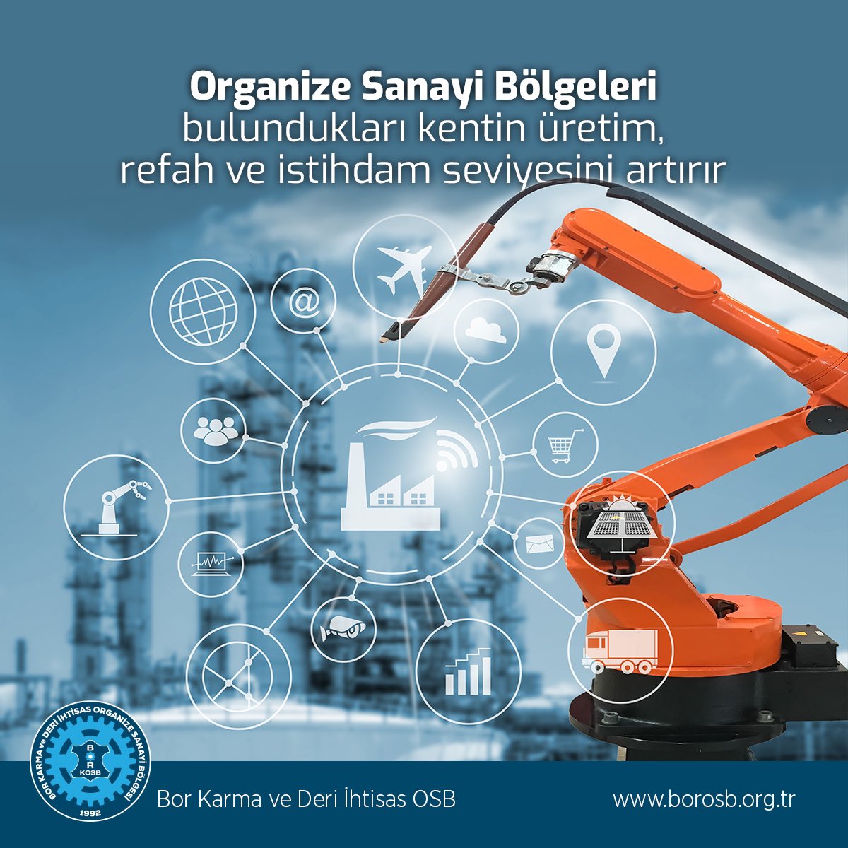 bor_deri's tweet photo. Organize Sanayi Bölgeleri bulundukları kentin refah ve istihdam seviyesini artırır.💫

#niğde #ni̇ğde #niğdeömerhalisdemirüniversitesi #borosb #üretim #niğdemerkez https://t.co/SqkFHXRvXr