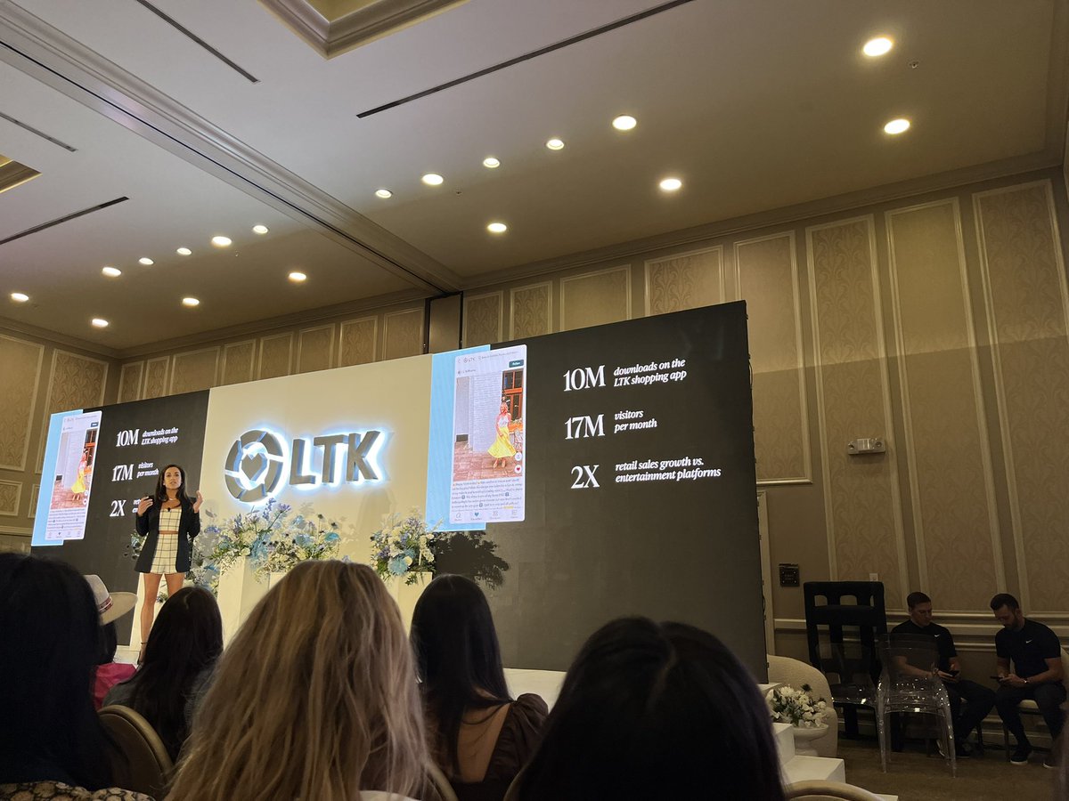 Kit Ulrich, general manager of consumer platform for LTK is showing attendees the numbers.

LTK has driven in $13 billion in sales since it began. 10 million have downloaded the app.