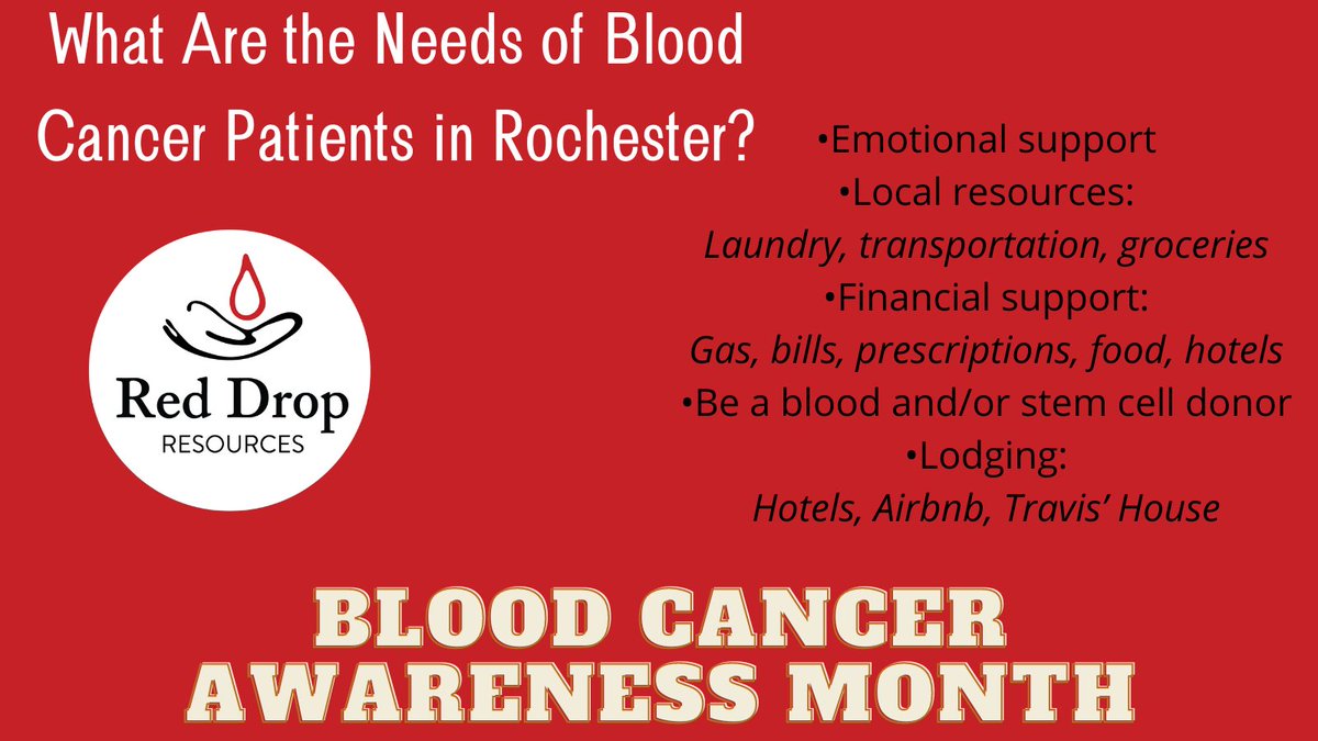 RedDropMN's tweet image. The more you know the better! Blood cancer patients who travel to Rochester have many needs. Red Drop Resources strives to help meet some of those needs, and you can too! Your support can make a huge difference! #BeAResource #cancersucks #leukemia #lymphoma #myeloma