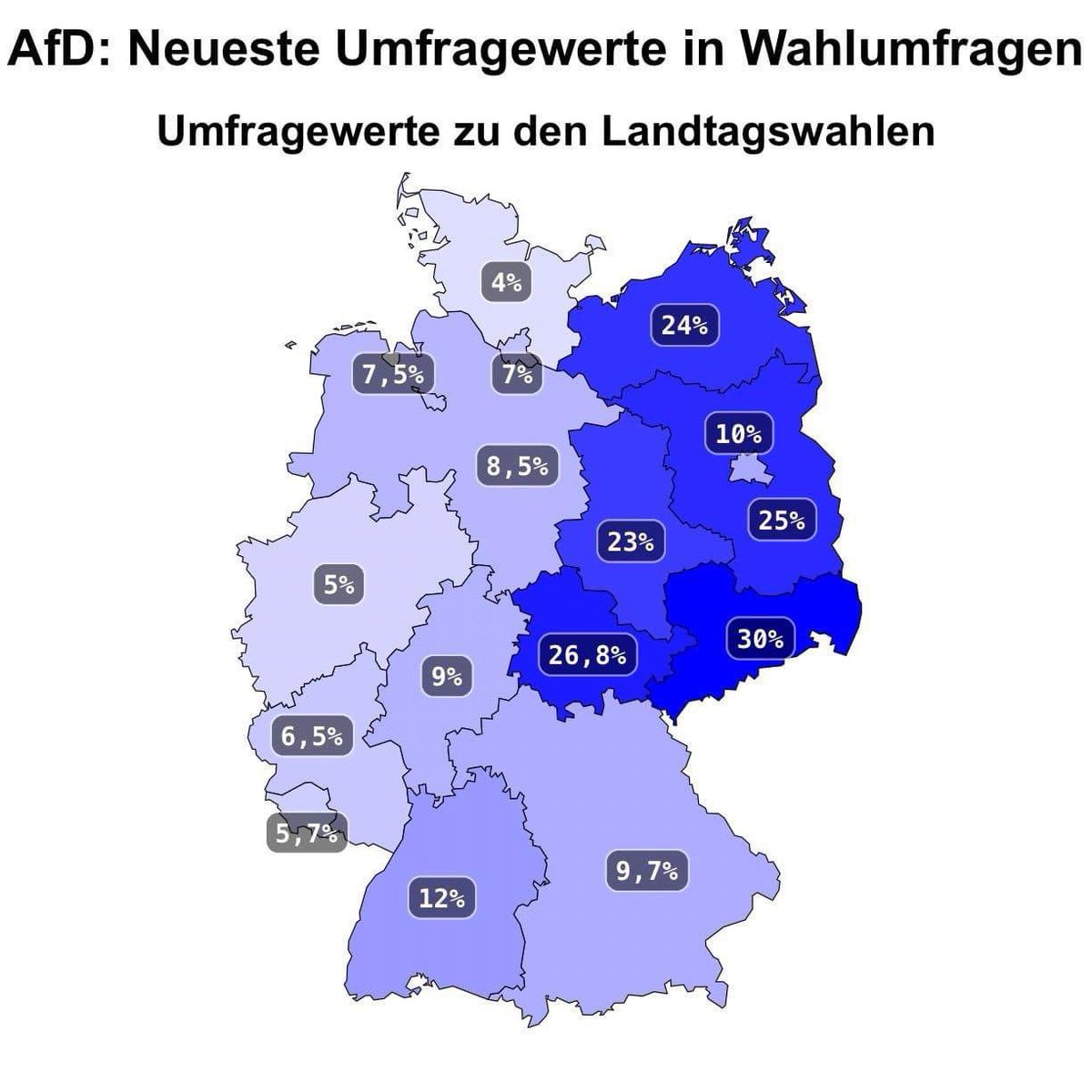 peta4_'s tweet photo. Schau dir diese Deppenkarte an und dann lass einfach mal die Tatsache sacken, dass alle ostdeutschen Bundesländer inkl Berlin zusammen weniger Einwohner haben, als NRW alleine. ✌️😎 #DeutschlandhasstdieAfD #FCKAfD #NoAfD https://t.co/XAoA6NGndg