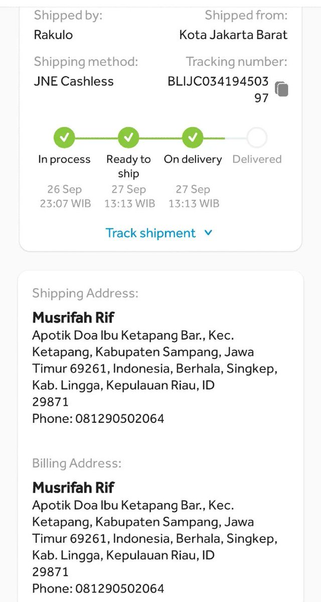 _musrifah's tweet photo. @JNECare hai kak, ini kan alamat yang benar yang jawa timur, tapi ada lanjutan bawahnya kepulauan riau.. kira-kira paketnya nanti akan dikirim ke jawa timur atau ke kepulauan riau ya? https://t.co/8m4mMO3Inu