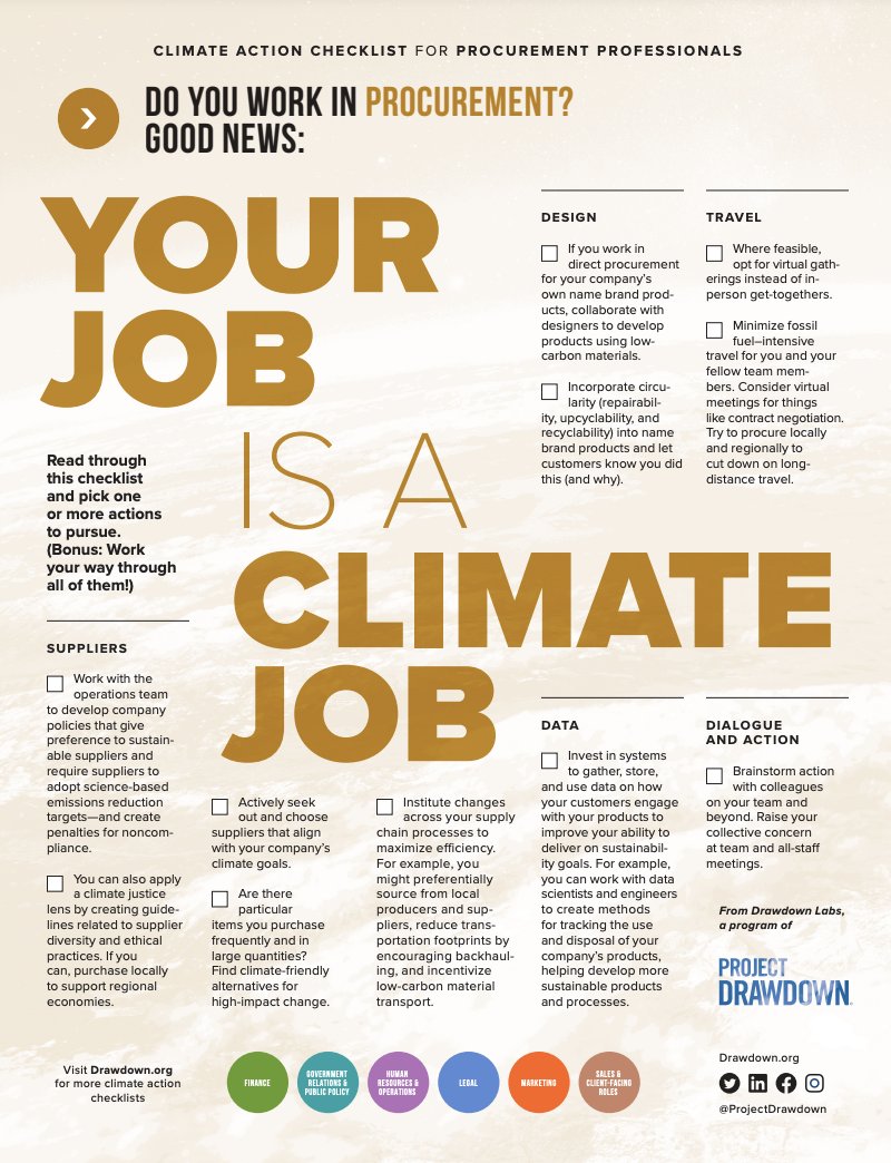 'Every job is a climate job!'  It's a great phrase — but we're on a mission to make it real. 

If you work in💰finance, 📜govt relations, 👨‍💻human resources, ⚖️legal, 📺marketing, 🖇️procurement, or 📈sales — it's time to take climate action at work: bit.ly/jobfunctions