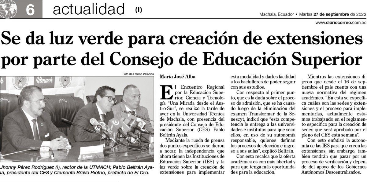 PabloBeltran_A's tweet photo. 📰 EN MEDIOS| Se da luz verde para creación de extensiones por parte del Consejo de Educación Superior. https://t.co/OfG3LHMuh5