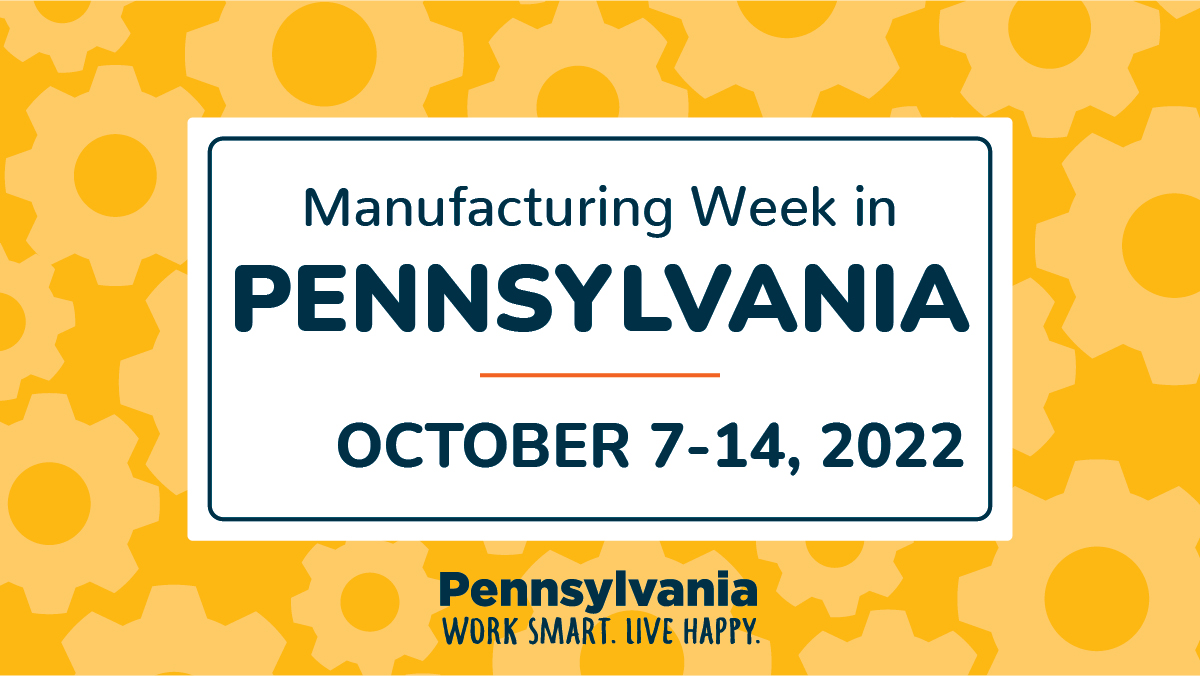 📅 Save the Date: #Pennsylvania #MFGWeek22 is Oct. 7-14, 2022! Be sure to follow along with us as we highlight an industry that contributes more than $113.2B to PA's economy — 6th largest mfg industry in the U.S. 🙌🎉