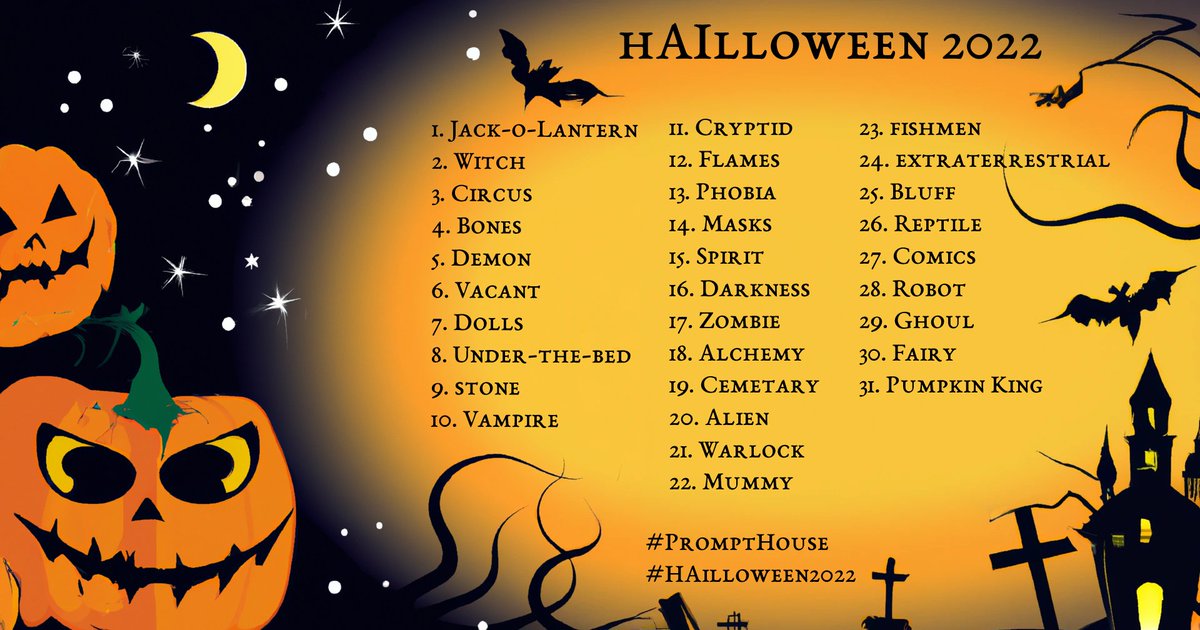PromptHouseAI's tweet image. Introducing HAilloween 2022 🎃

A frightful new theme, for every day of October.

Coming Oct 1st to PromptHouse. It's going to be spook-tacular! 👻