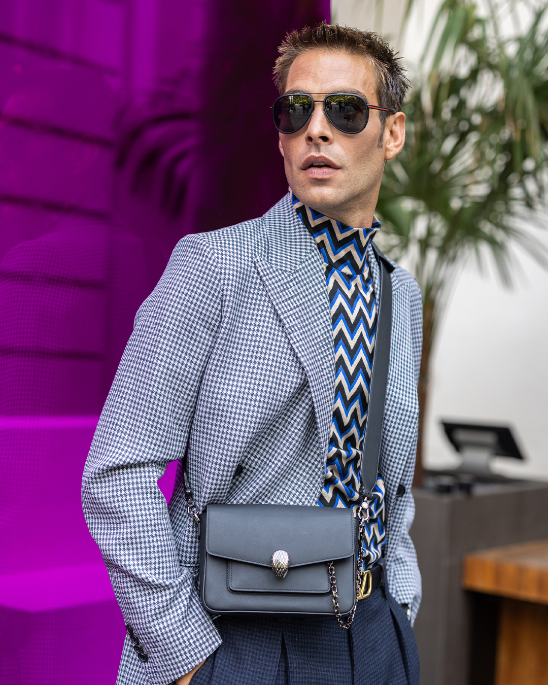 Bulgari on X: As seen at the #ShadesOfWonder event, @jonkortajarena and  @willpeltz appear wearing the Serpenti Forever crossbody bag and the  timeless #Bulgari Bulgari Man Aluminium aviator sunglasses. Explore the  #SS23 range