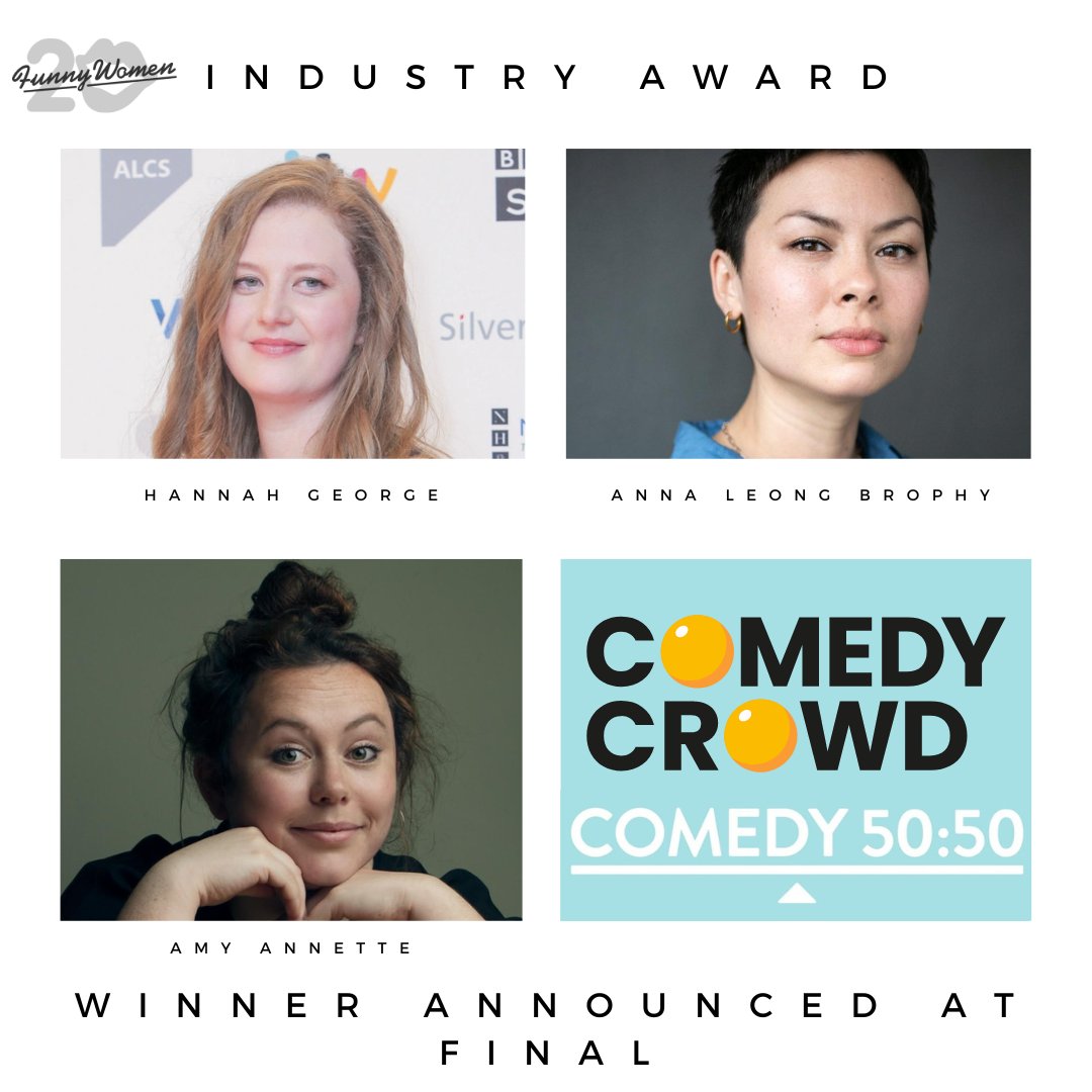 We are excited to announce our Top 3 for the Industry Award! Supported by @50Comedy50 and @thecomedycrowd this award is industry nominated. Congrats to @theamyannette, #AnnaLeongBrophy @HannahMGeorge. Find out who the Winner is on Thursday at the Funny Women Awards Gala Final!