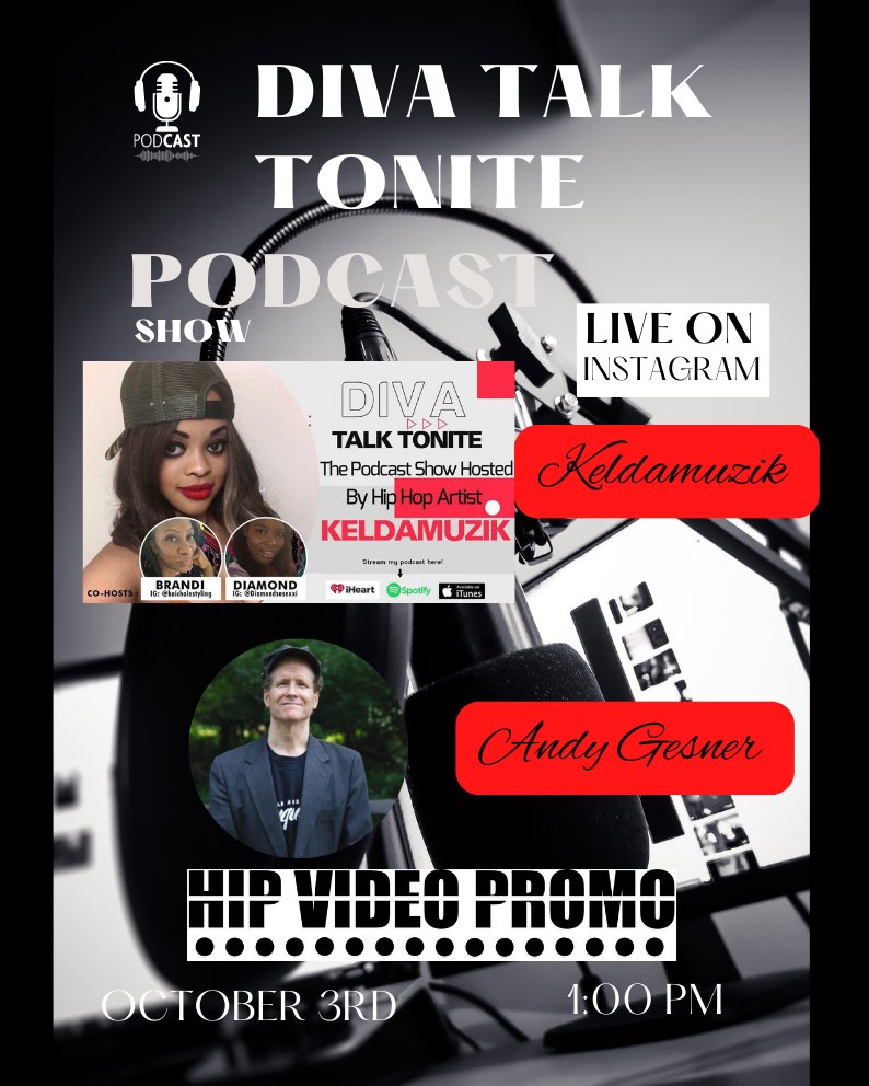 Keldamuzik's tweet image. Tune in to our next #DivaTalk with @hipvideo this Monday at 1 PM PST! We will be speaking to the president and founder of HipVideo, Mr. Andy Gesner. We will discuss the ins and outs of the music industry and what’s the best way for artists to promote themselves globally.

#diva