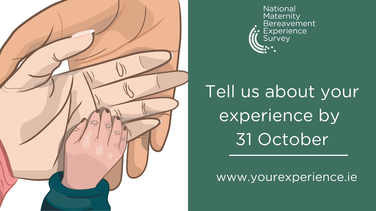 The National Maternity Bereavement Experience Survey is underway. This survey asks women and their partners about their experiences of maternity bereavement care with the aim of improving services. Visit 🔗yourexperience.ie This survey is run by @careexperience