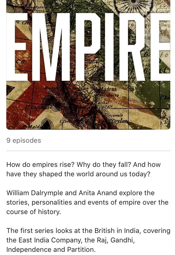 TVSanjeev's tweet photo. Can't wax lyrical about @EmpirePodUK enough- facts &amp; explaining details/differences between the colonial &amp; colonised view of events/personalities in an engaging &amp; conversational way.  Great to know other Empires will be covered in future series. 👏🏾 @tweeter_anita  @DalrympleWill https://t.co/ZrL2ygaANL
