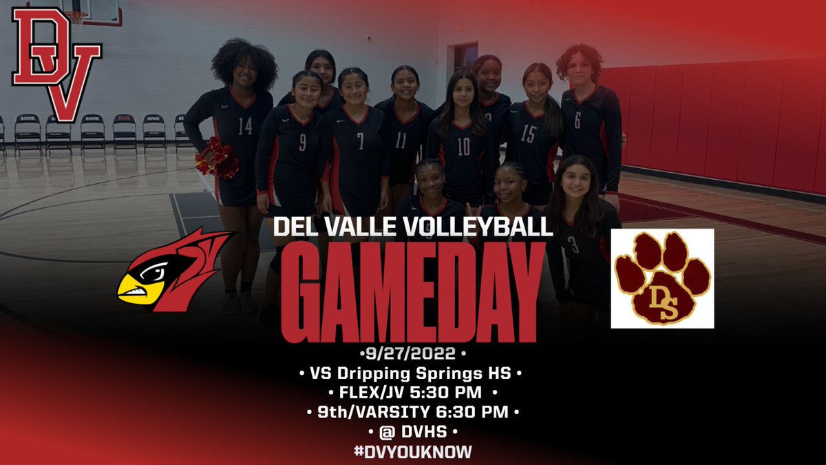 DVHS_Volleyball's tweet photo. 🏐🏐🏐IT'S GAMEDAY!!!! COME OUT AND SUPPORT US ON OUR HOMECOURT!  
 •9/27/2022 • 
• VS Dripping Springs HS • 
 • FLEX/JV 5:30 PM  • 
 • 9th/VARSITY 6:30 PM • 
 • @ DVHS • 
Link to buy tickets: https://t.co/kymbjDUlnM https://t.co/KgZAdMAFrb