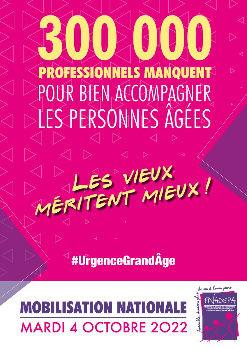 fnadepa's tweet photo. 𝟯/𝟯 Elle sera retransmise à Paris avec la participation de grands témoins :
• Florence Aubenas @lemondefr
• @micheledelaunay - ancienne ministre,
• @garcialaurent16 - cadre de santé, président @Obs_du_GA
Et suivie d’une conférence de presse.

🙌"Les vieux méritent mieux" !! https://t.co/sHzb3eX0YF