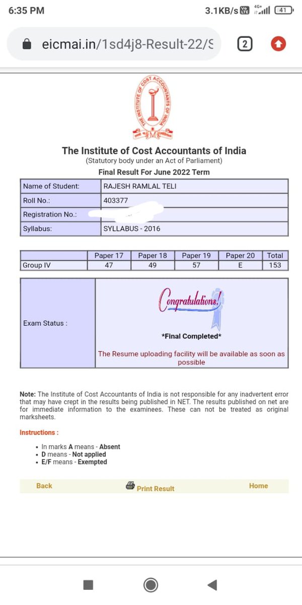 teli_123's tweet photo. Finally after 1.5 years all mismanagement, uncertainty i have manage to clear my last group4.
This was my life toughest exam, after heartbreak in dec2021 exam this time I have managed to clear it.

Its 😍CMA Rajesh Teli.

@ICAICMA @CMAPappan
@iamsanketpandit
@AshishThatte https://t.co/7pZD49wZFk