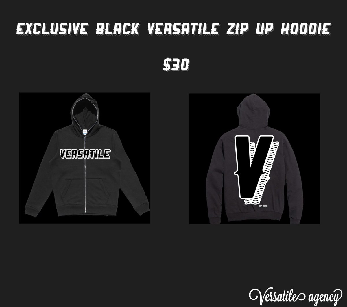 weareversatile3's tweet photo. Exclusive Black or White Versatile Zip up Hoodie for $30 https://t.co/tDnz9i87OW