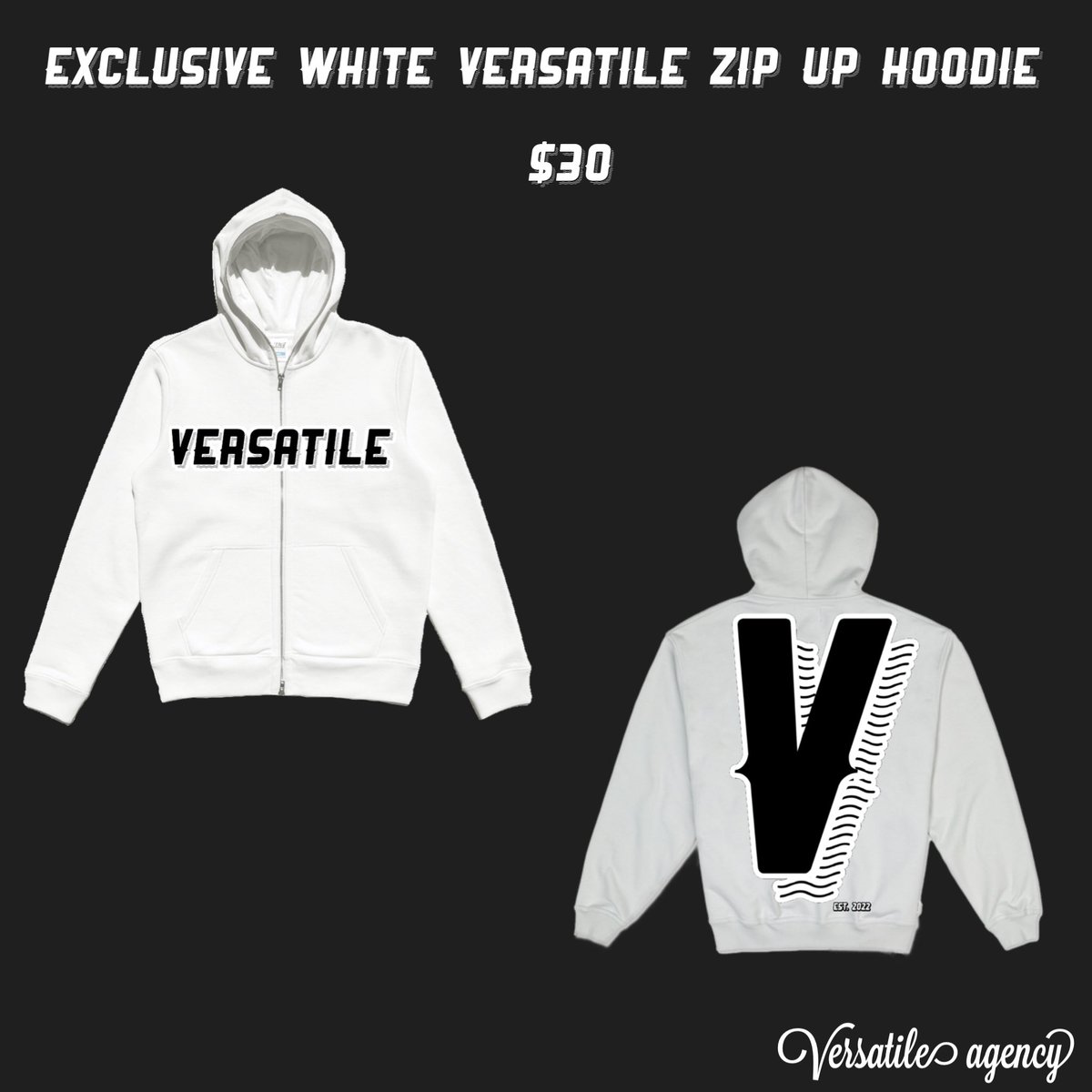 weareversatile3's tweet photo. Exclusive Black or White Versatile Zip up Hoodie for $30 https://t.co/tDnz9i87OW
