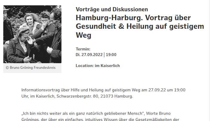 AfaNord's tweet photo. Die #Stadt #Hamburg bewirbt einen umstrittenen Diskussions-Vortrag über den #NSDAP-Nazi und Heilpraktiker Bruno Gröning für heute im #Kaiserlich.
Im Rudolf-Steiner-Haus ist eine #Querdenken-nahe Veranstaltung "Mut zu Zwischentönen" mit Thomas Schopf geplant. 1/x

#NoNazis #HH2709 https://t.co/q1u4OJihhL