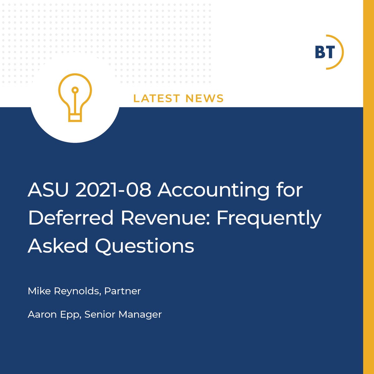 In late 2021, the FASB released ASU 2021-08, Business Combinations (Topic 805), which clarifies how to properly account for deferred revenue in a business combination. Learn more about how this new accounting standard may impact your business: hubs.la/Q01n0bHv0